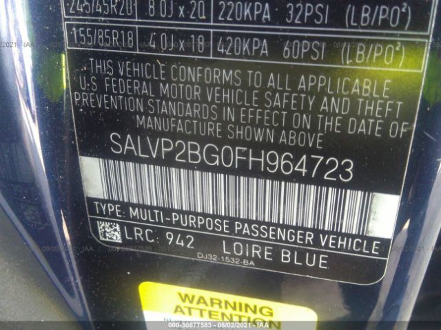 Photo 8 VIN: SALVP2BG0FH964723 - LAND ROVER RANGE ROVE 