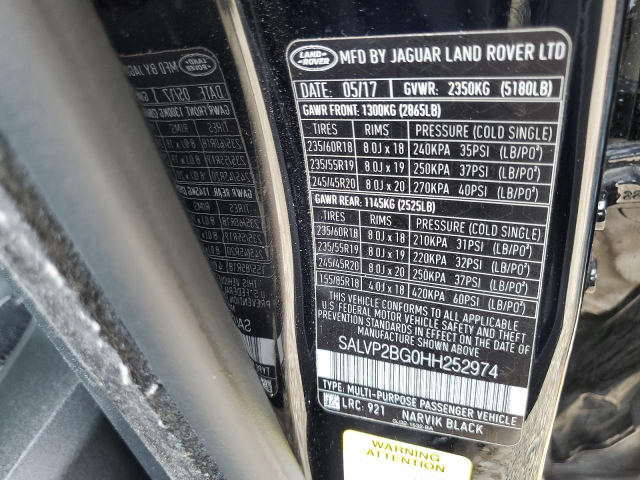 Photo 12 VIN: SALVP2BG0HH252974 - LAND ROVER RANGE ROVER 