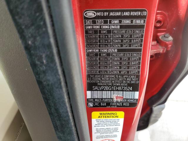 Photo 12 VIN: SALVP2BG1EH873524 - LAND ROVER RANGE ROVE 