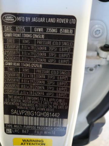 Photo 12 VIN: SALVP2BG1GH081442 - LAND ROVER RANGE ROVE 