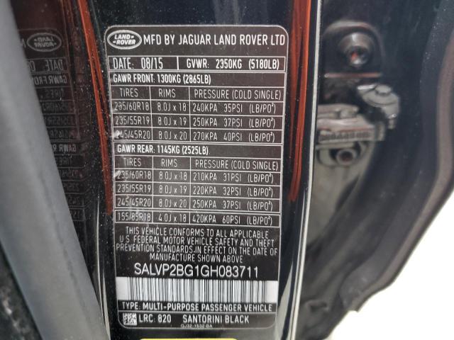 Photo 12 VIN: SALVP2BG1GH083711 - LAND ROVER RANGE ROVER EVOQUE 