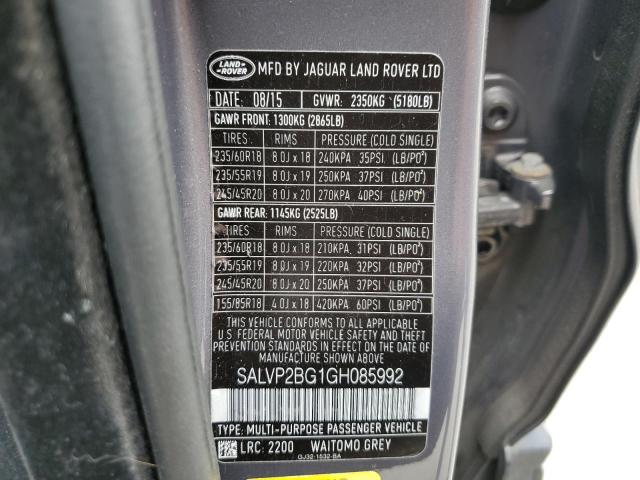 Photo 12 VIN: SALVP2BG1GH085992 - LAND ROVER RANGE ROVE 