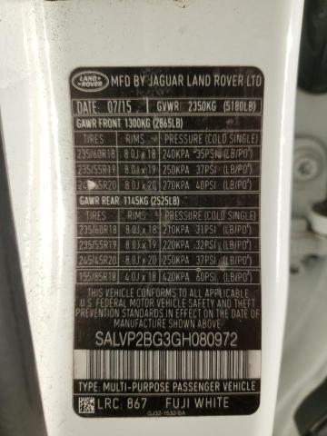 Photo 12 VIN: SALVP2BG3GH080972 - LAND ROVER RANGE ROVE 