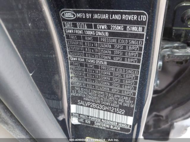 Photo 8 VIN: SALVP2BG3GH121522 - LAND ROVER RANGE ROVER EVOQUE 