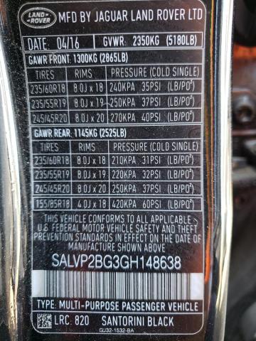 Photo 12 VIN: SALVP2BG3GH148638 - LAND ROVER RANGE ROVE 