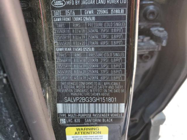 Photo 11 VIN: SALVP2BG3GH151801 - LAND ROVER RANGE ROVE 