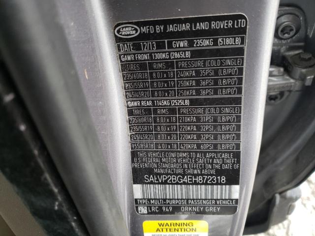 Photo 9 VIN: SALVP2BG4EH872318 - LAND ROVER RANGE ROVE 