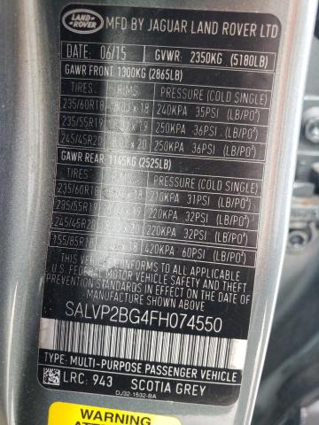 Photo 12 VIN: SALVP2BG4FH074550 - LAND ROVER RANGE ROVE 