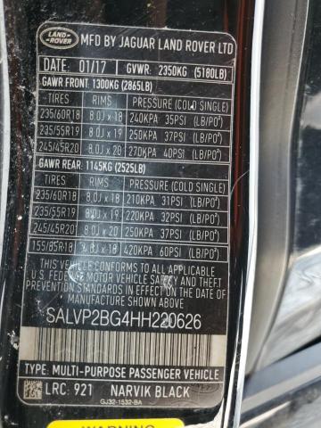 Photo 11 VIN: SALVP2BG4HH220626 - LAND-ROVER RANGE ROVE 