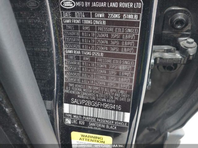 Photo 8 VIN: SALVP2BG5FH969416 - LAND-ROVER RANGE ROVER EVOQUE 