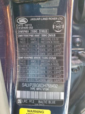 Photo 13 VIN: SALVP2BG6DH768492 - LAND ROVER RANGEROVER 