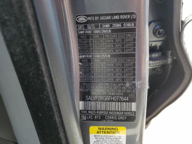 Photo 12 VIN: SALVP2BG6FH077644 - LAND ROVER RANGE ROVE 