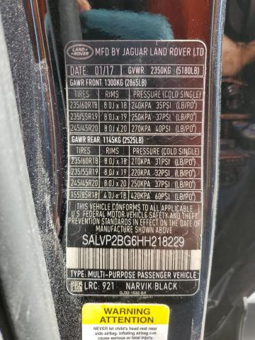 Photo 9 VIN: SALVP2BG6HH218229 - LAND ROVER RANGE ROVE 