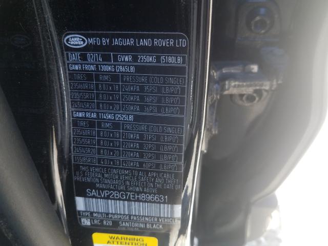 Photo 9 VIN: SALVP2BG7EH896631 - LAND ROVER RANGE ROVER EVOQUE 