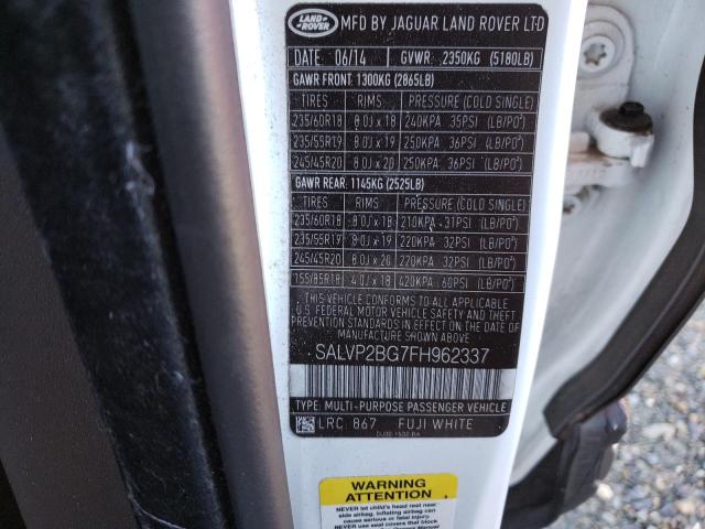 Photo 13 VIN: SALVP2BG7FH962337 - LAND ROVER RANGE ROVE 