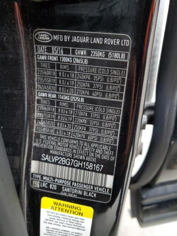 Photo 12 VIN: SALVP2BG7GH158167 - LAND ROVER RANGE ROVE 