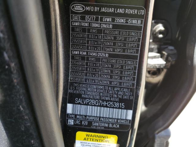 Photo 9 VIN: SALVP2BG7HH253815 - LAND ROVER RANGE ROVE 