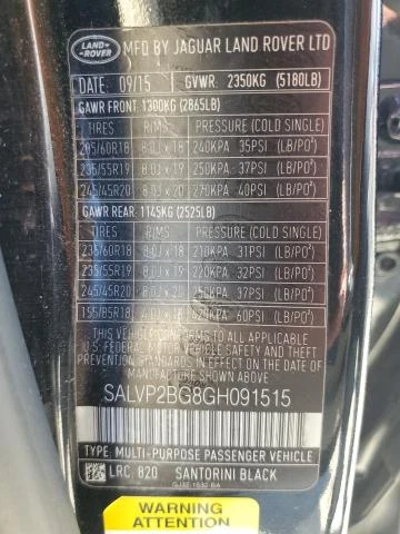 Photo 11 VIN: SALVP2BG8GH091515 - LAND-ROVER RANGE ROVE 