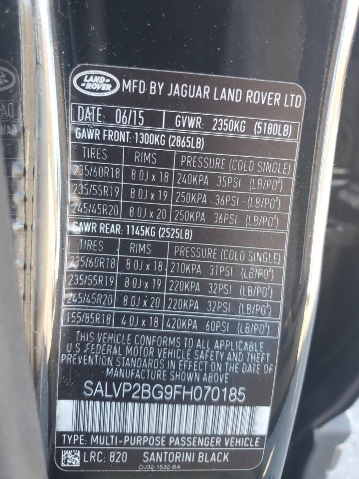 Photo 11 VIN: SALVP2BG9FH070185 - LAND ROVER RANGE ROVER 