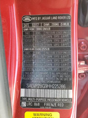 Photo 13 VIN: SALVP2BG9HH225286 - LAND ROVER RANGE ROVE 