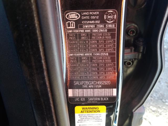 Photo 9 VIN: SALVP2BGXCH662920 - LAND ROVER RANGE ROVE 