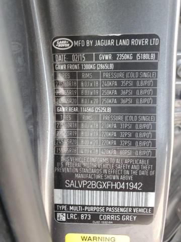 Photo 12 VIN: SALVP2BGXFH041942 - LAND ROVER RANGE ROVE 