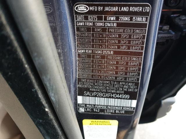 Photo 9 VIN: SALVP2BGXFH044999 - LAND ROVER RANGE ROVER EVOQUE 