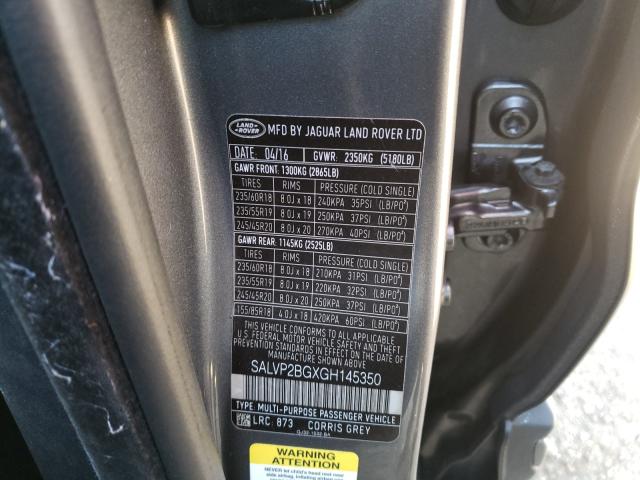 Photo 9 VIN: SALVP2BGXGH145350 - LAND ROVER RANGE ROVE 