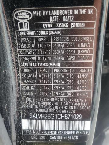 Photo 12 VIN: SALVR2BG1CH671029 - LAND ROVER RANGE ROVE 