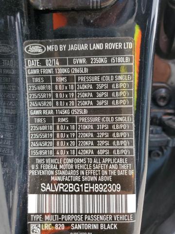 Photo 12 VIN: SALVR2BG1EH892309 - LAND ROVER RANGEROVER 