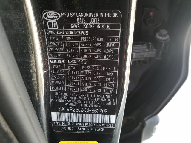 Photo 9 VIN: SALVR2BG2CH662209 - LAND ROVER RANGE ROVE 