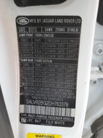 Photo 11 VIN: SALVR2BG2DH763378 - LAND ROVER RANGEROVER 