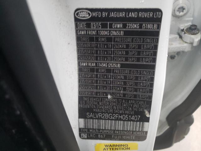 Photo 9 VIN: SALVR2BG2FH051407 - LAND ROVER RANGE ROVE 