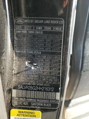 Photo 12 VIN: SALVR2BG2HH216312 - LAND ROVER RANGE ROVE 