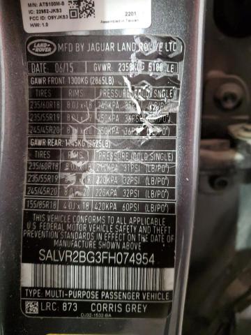 Photo 12 VIN: SALVR2BG3FH074954 - LAND ROVER RANGE ROVE 