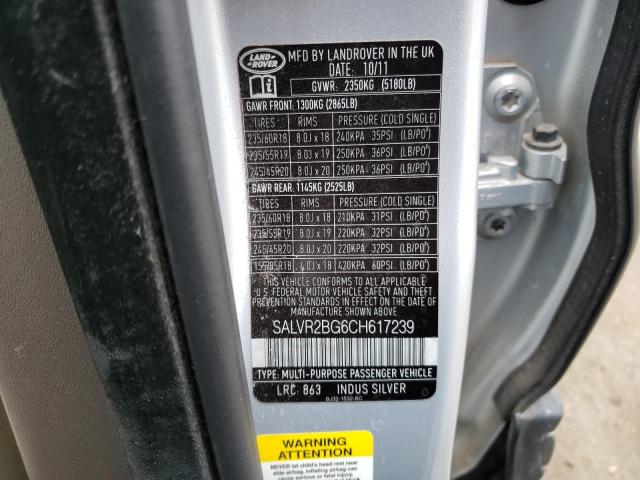 Photo 12 VIN: SALVR2BG6CH617239 - LAND ROVER RANGE ROVE 