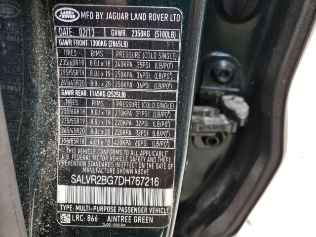 Photo 11 VIN: SALVR2BG7DH767216 - LAND ROVER RANGE ROVER EVOQUE 