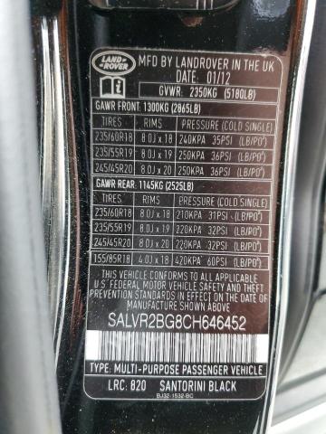 Photo 9 VIN: SALVR2BG8CH646452 - LAND ROVER RANGE ROVE 