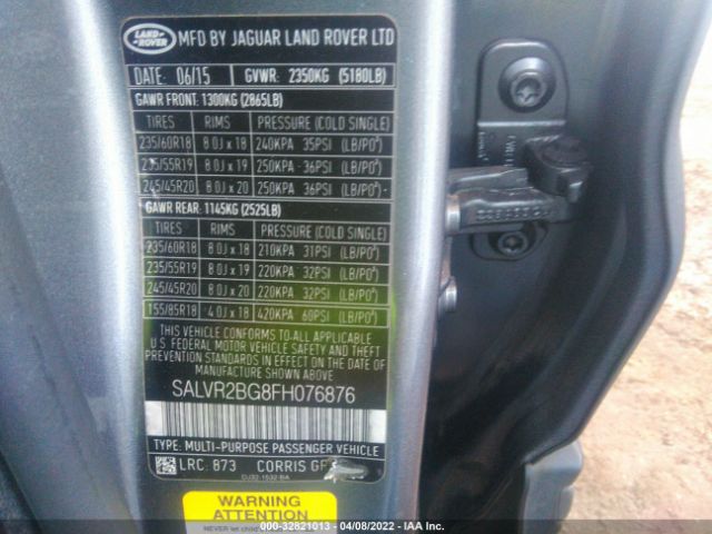 Photo 8 VIN: SALVR2BG8FH076876 - LAND ROVER RANGE ROVER EVOQUE 