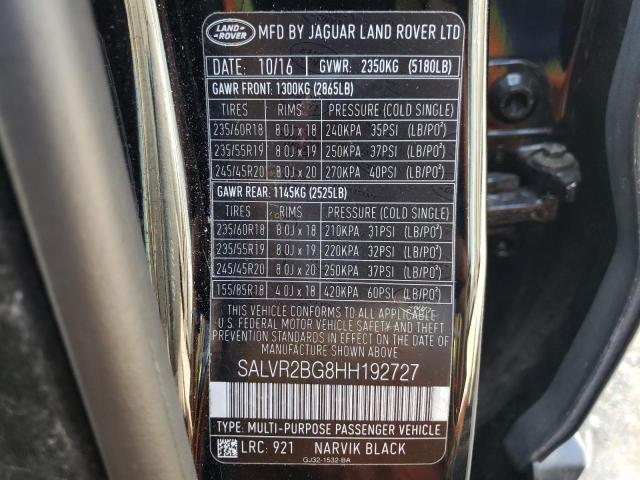 Photo 9 VIN: SALVR2BG8HH192727 - LAND ROVER RANGE ROVE 