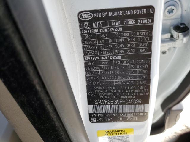 Photo 11 VIN: SALVR2BG9FH045099 - LAND ROVER RANGE ROVE 