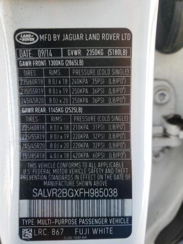 Photo 11 VIN: SALVR2BGXFH985038 - LAND ROVER RANGE ROVE 