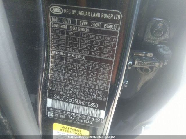 Photo 8 VIN: SALVT2BG5DH810890 - LAND ROVER RANGE ROVER EVOQUE 