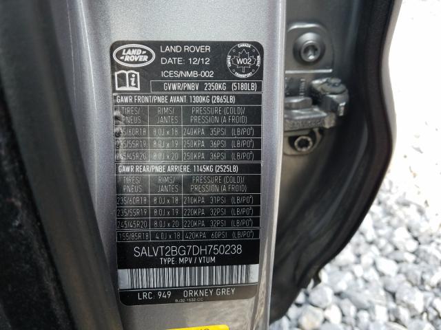 Photo 9 VIN: SALVT2BG7DH750238 - LAND ROVER RANGE ROVE 