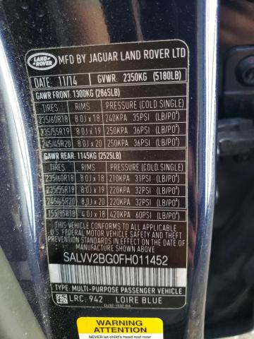 Photo 11 VIN: SALVV2BG0FH011452 - LAND ROVER RANGEROVER 