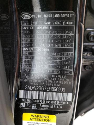 Photo 9 VIN: SALVV2BG7EH896909 - LAND ROVER RANGE ROVE 