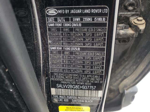 Photo 9 VIN: SALVV2BG8EH937757 - LAND ROVER RANGE ROVE 