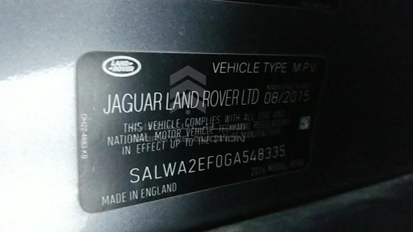 Photo 1 VIN: SALWA2EF0GA548335 - RANGE ROVER SPORT 