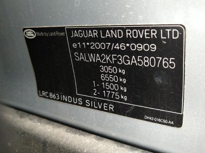 Photo 8 VIN: SALWA2KF3GA580765 - LAND ROVER RANGE ROVER SPORT SUV 