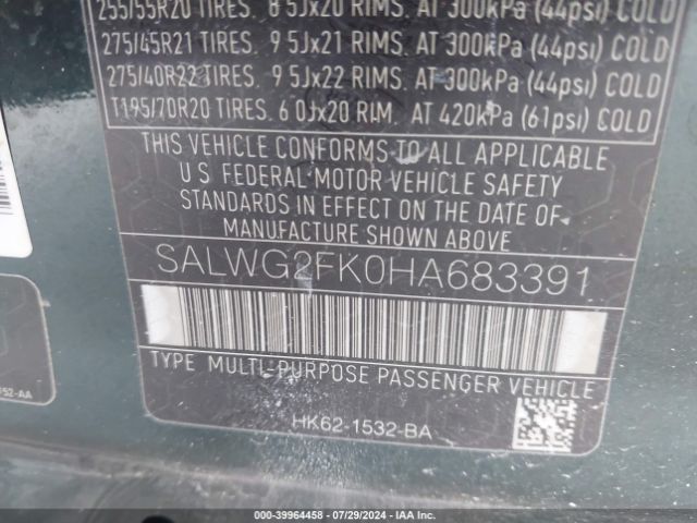 Photo 8 VIN: SALWG2FK0HA683391 - LAND ROVER RANGE ROVER SPORT 